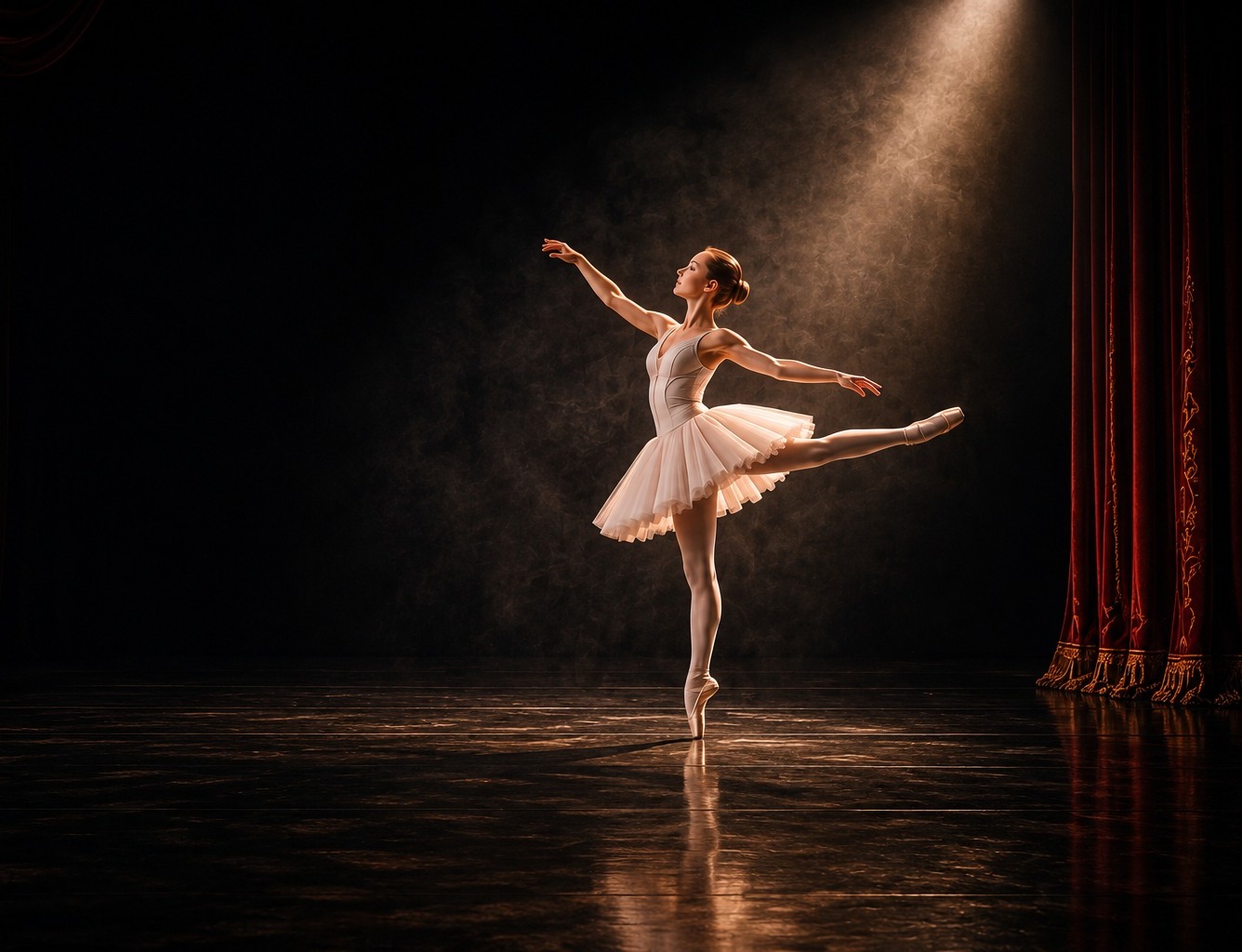 Ballet dancer performing en pointe on stage